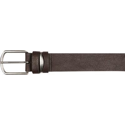 Brown pebbled metal insert belt